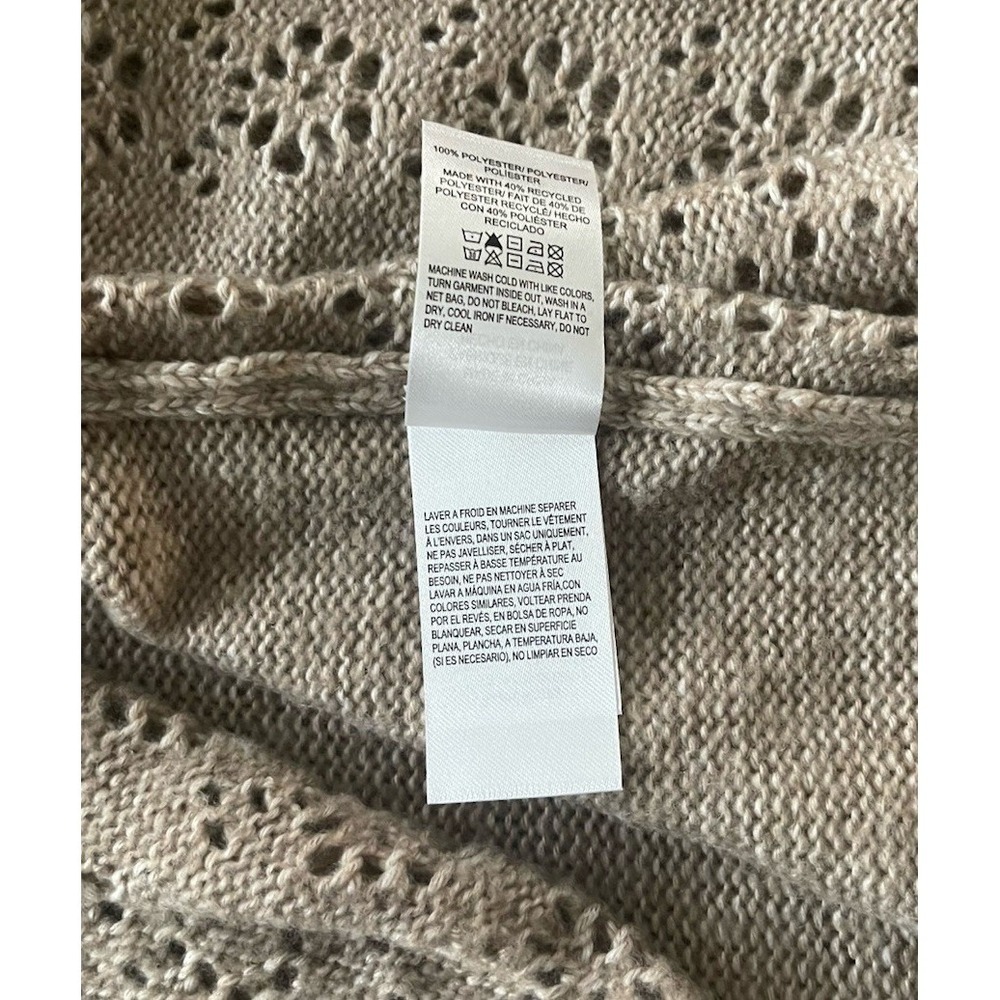 Lucky Brand Open Front Knit Waterfall Cardigan Large Tan Beige Large Boho - Picture 6 of 6